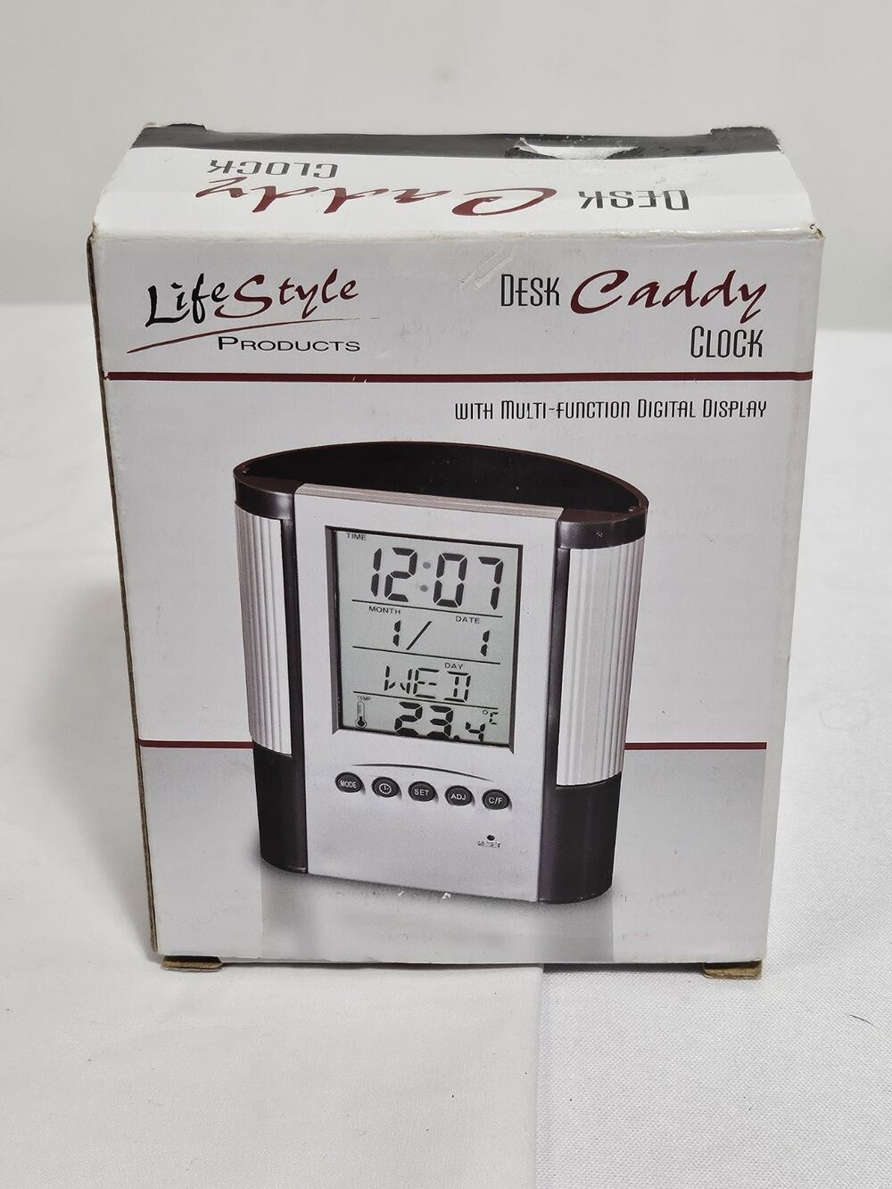 Lifestyle Products Pen Holder Desk Caddy Clock Date Thermometer